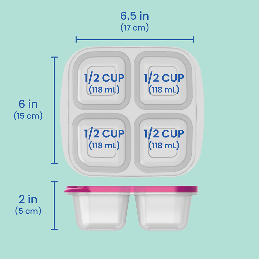 Bentgo® Easyboxes 4-Compartment Snack Containers 8-Piece Set - Brights | Dimensions