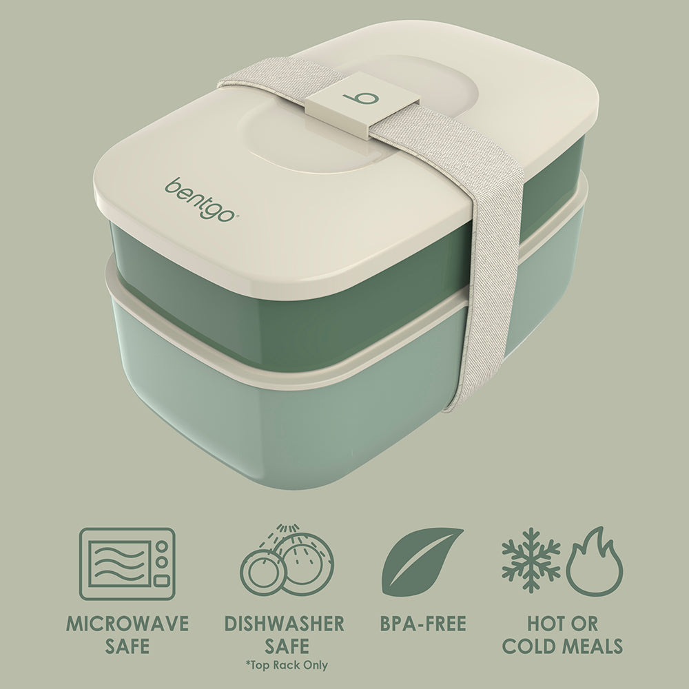 Bentgo® Classic Lunch Box - Khaki Green | Microwave Safe, Dishwasher Safe (Top Rack Only), BPA-Free, And Great For Hot Or Cold Meals