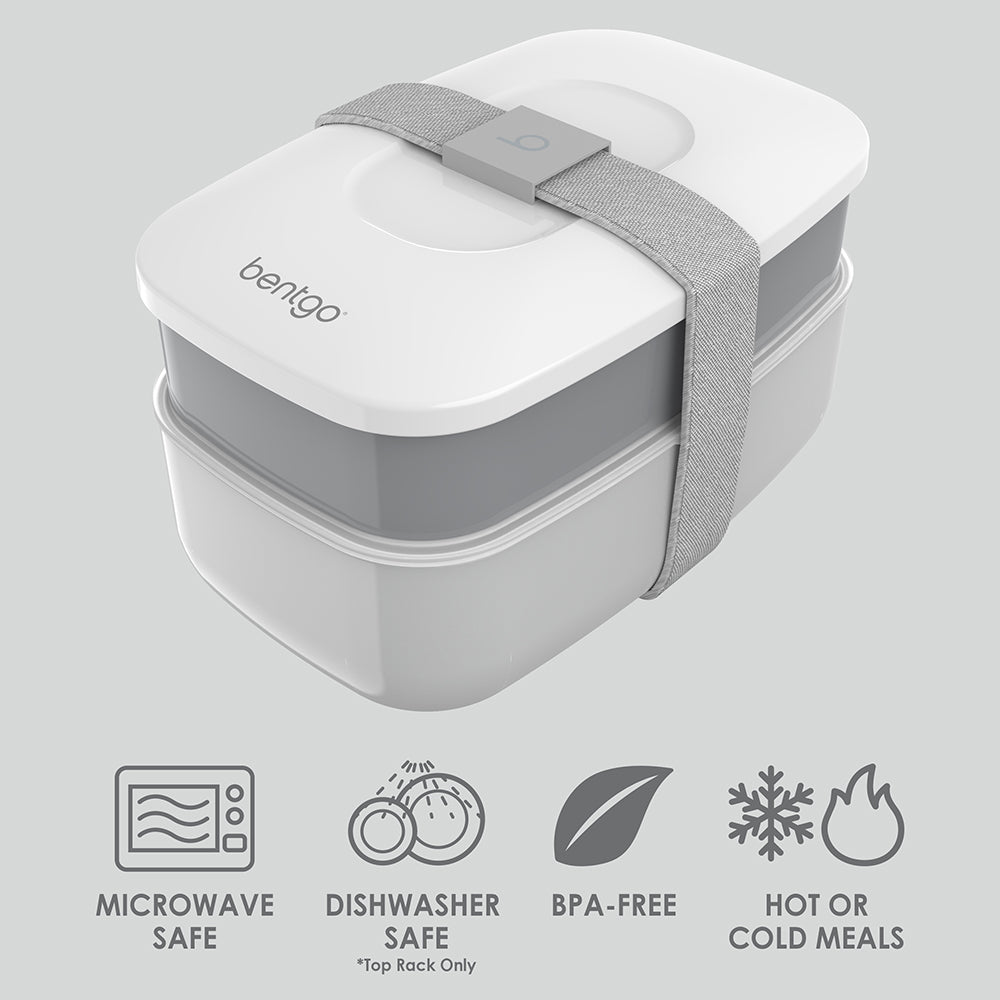 Bentgo® Classic Lunch Box - Gray | Microwave Safe, Dishwasher Safe (Top Rack Only), BPA-Free, And Great For Hot Or Cold Meals