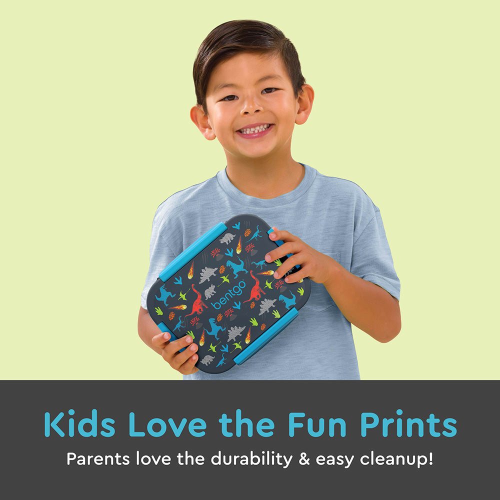 Bentgo® Kids Snap & Go 2-Piece Lunch Set  - Dinosaur | Kids Love The Fun Prints - Parents Love The Durability & Easy Cleanup!