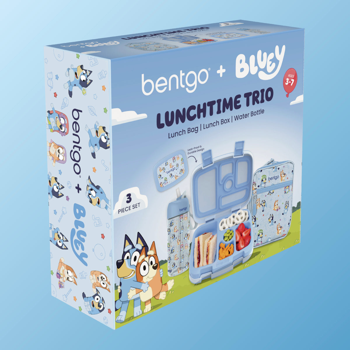Bentgo® + Bluey Kids 3-Piece Lunchtime Trio Set | Play Date - Packaging