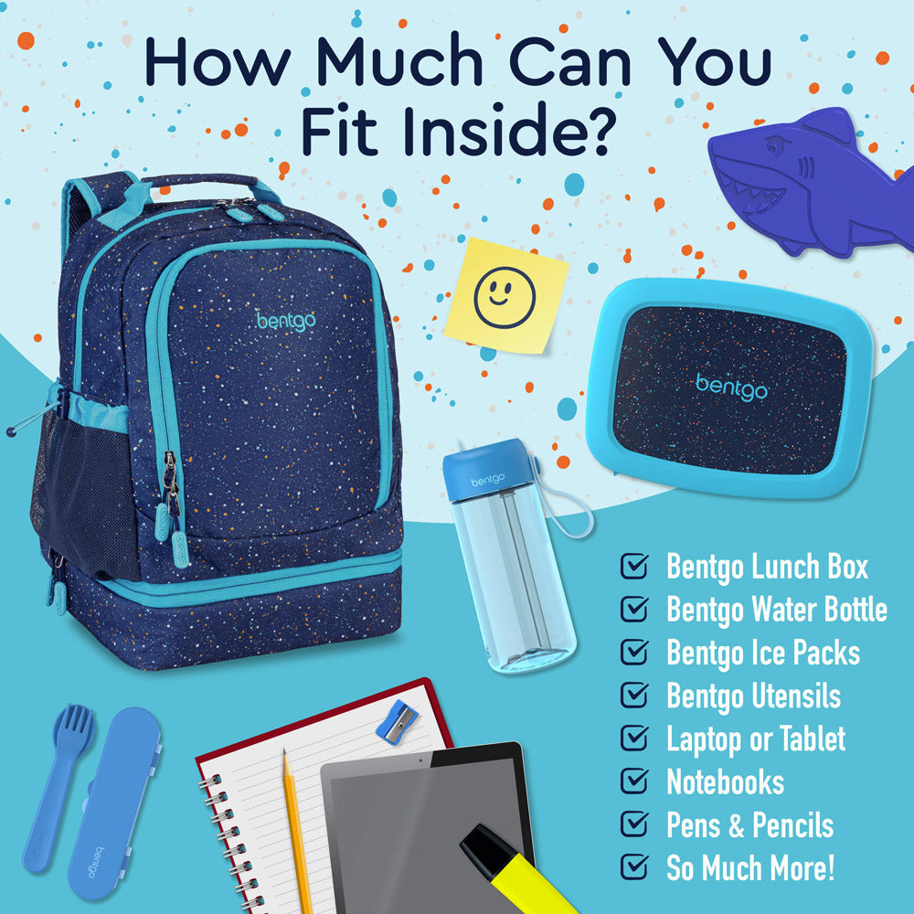 Bentgo® Kids Backpack & Lunch Bag | Abyss Blue Speckle Confetti