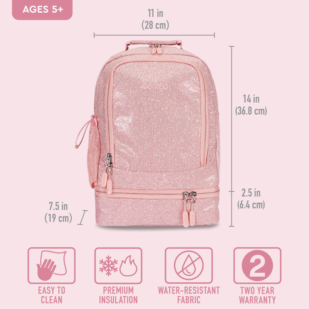 Bentgo® Kids Backpack & Lunch Bag | Petal Pink Glitter