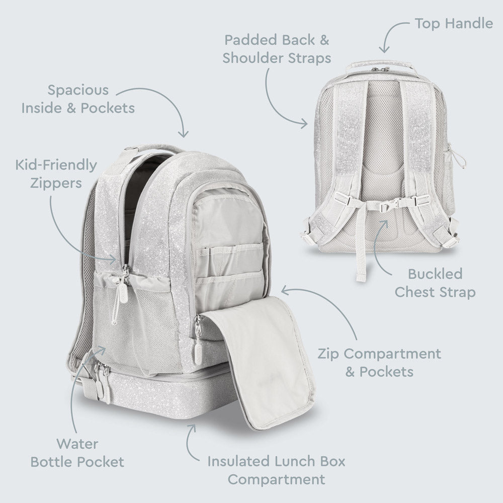 Bentgo® Kids Backpack & Lunch Bag | Silver Glitter