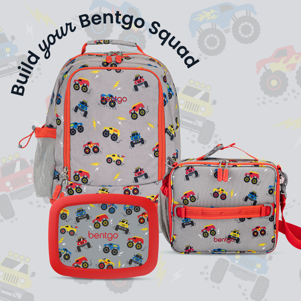 Bentgo® Kids Prints 2-in-1 Backpack & Lunch Bag - Trucks | Build Your Bentgo Squad