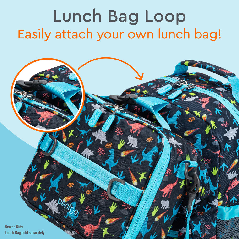 Bentgo® Kids Backpack | Dinosaur - Lunch Bag Loop To Easily Attach Your Own Lunch Bag