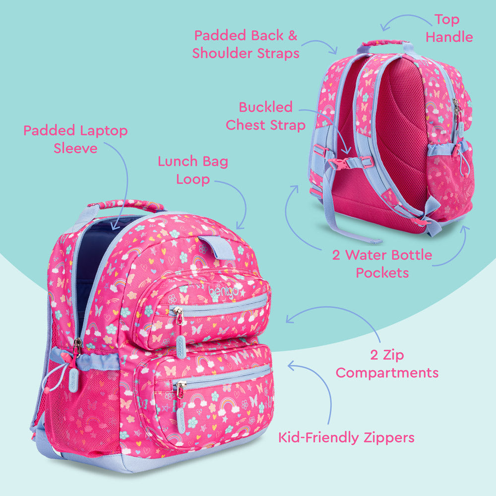 Bentgo® Kids Backpack | Rainbows and Butterflies - Product Features