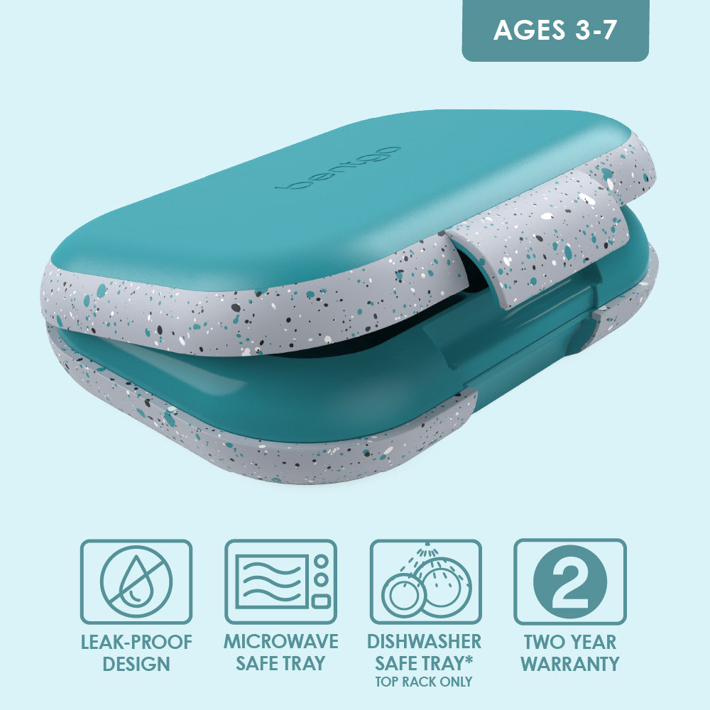 Bentgo® Kids Chill Lunch Box & 2 Extra Trays with Lids - Truly Teal Speckle | Leak-Proof Lunch Box Design Made With BPA-Free Materials