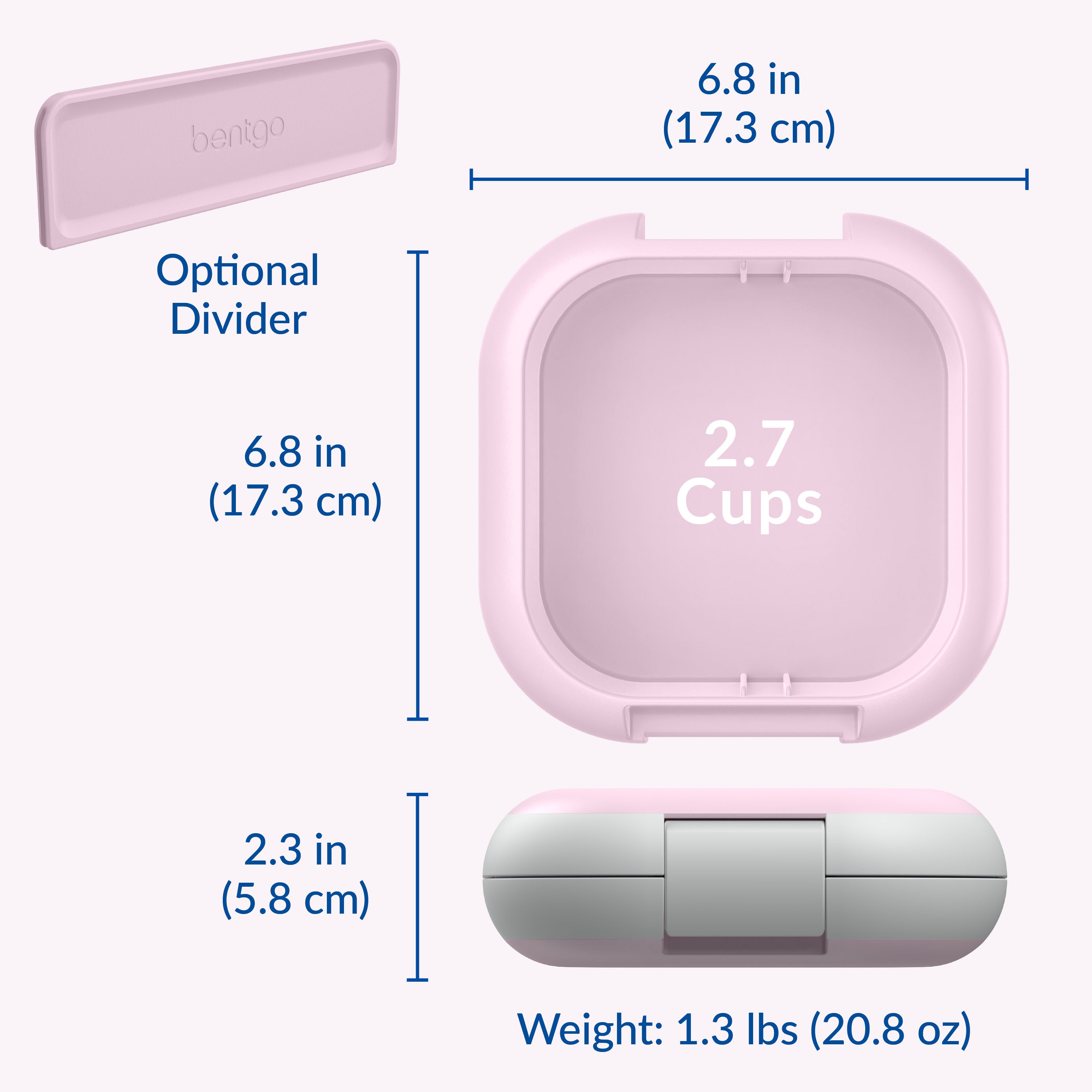 Bentgo® Chill Mini Lunch Box - Lilac Mist  | Product Dimensions