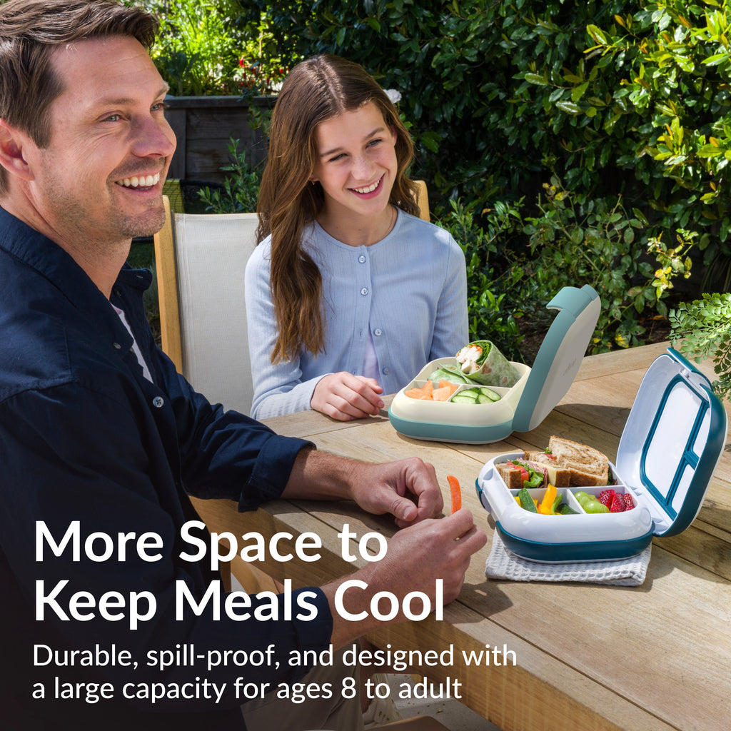 Bentgo® Chill Max Lunch Box  - Bone and Glacier Blue | More Space To Keep Meals Cool - Durable, Spill-Proof, And Designed With A Larger Capacity For Ages 8 To Adult