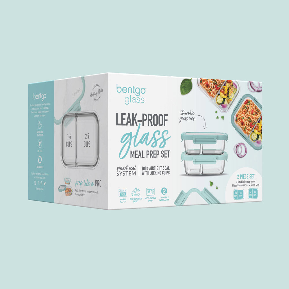 Bentgo® Glass Leak-Proof Meal Prep Set (4pc) | Seafoam/Seaglass - Product Packaging