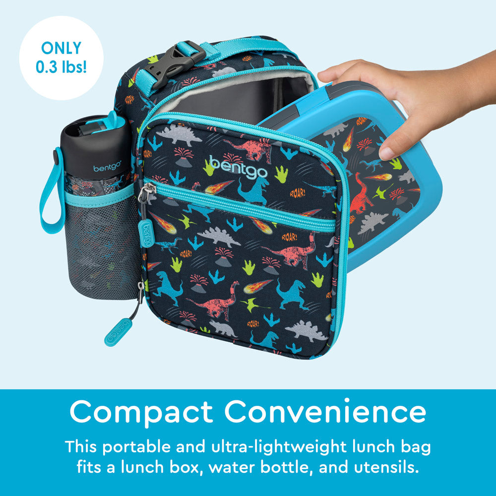 Bentgo®️ Kids Insulated Lunch Tote - Dinosaur | Portable and Ultra-Lightweight Lunch Bag