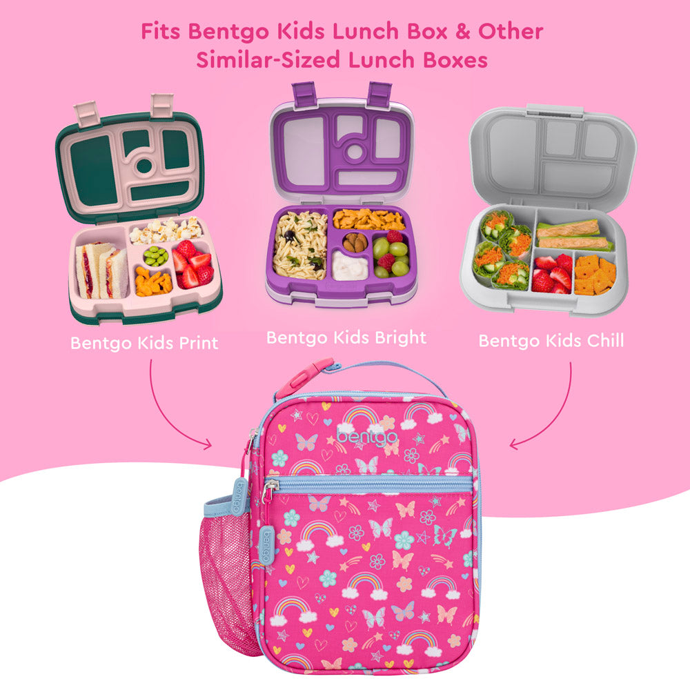 Bentgo®️ Kids Insulated Lunch Tote - Rainbows and Butterflies | This lunch tote fits Bentgo Kids Lunch Box And Other Similar-sized Lunch Boxes