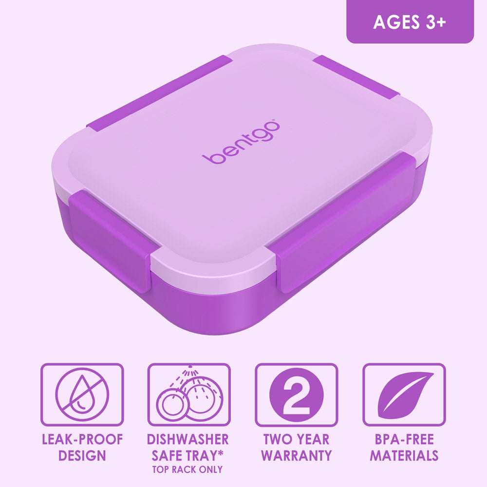 Bentgo® Kids Snap & Go Lunch Box | Purple - Made With A Leak-Proof Design And Dishwasher Safe