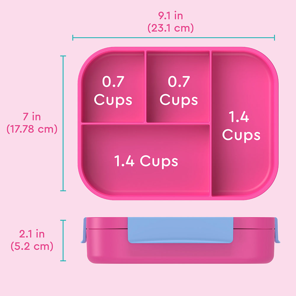 Bentgo® Kids Snap & Go Lunch Box | Rainbows and Butterflies - Product Dimensions