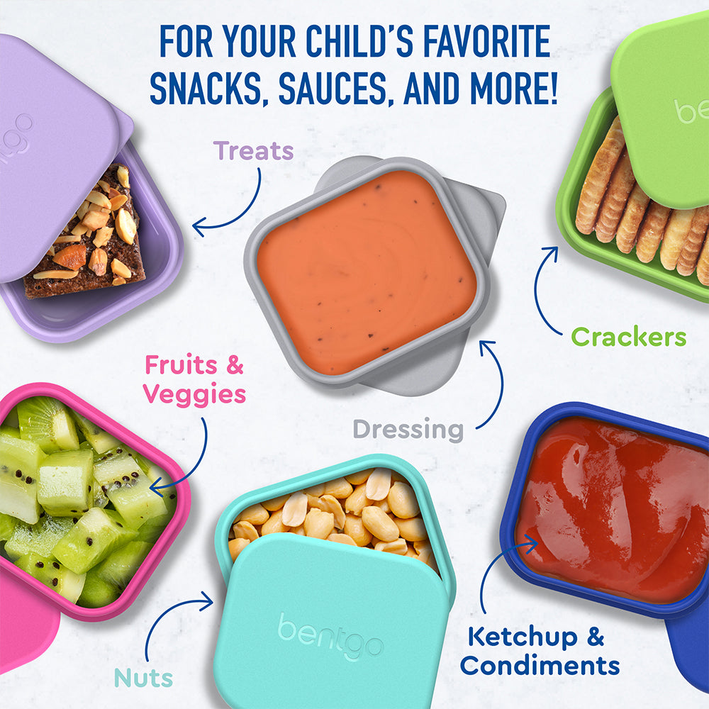 Bentgo® Kids Sidekicks 2-Pack Silicone Container Set - Blue & Green | The Perfect Sidekick For Your Child’s Favorite Snacks, Sauces, And More