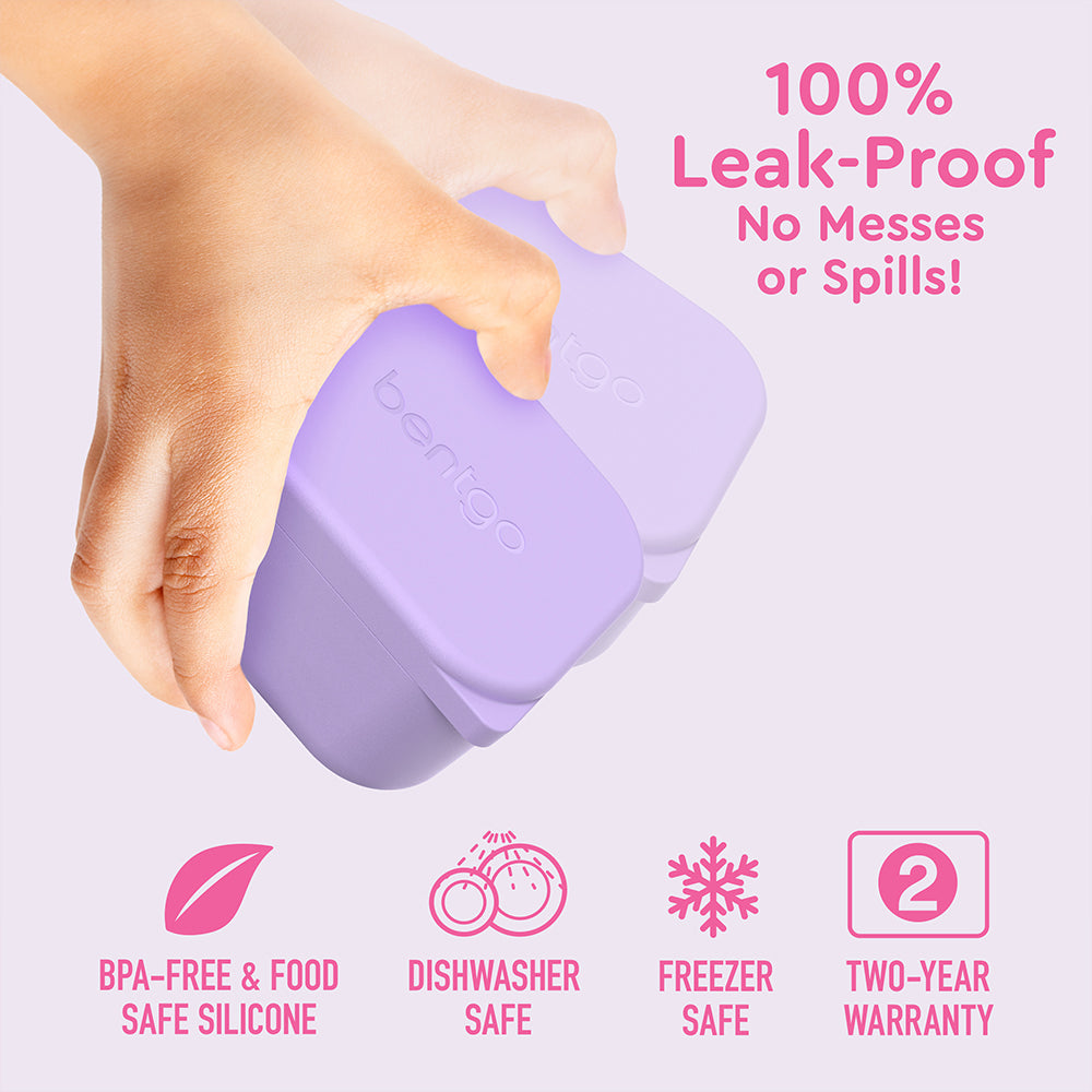 Lavender and Pink | Bentgo® Kids Sidekicks 2-Pack Silicone Container Set - Lavender & Pink | 100% Leak-Proof For No Messes Or Spills And Two-Year Warranty