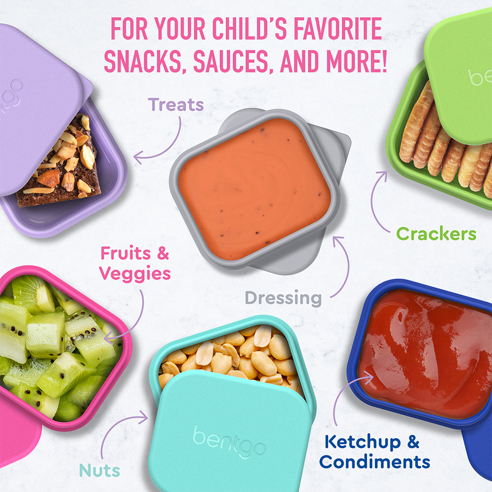 Bentgo® Kids Sidekicks 2-Pack Silicone Container Set - Lavender & Pink | The Perfect Sidekick For Your Child’s Favorite Snacks, Sauces, And More