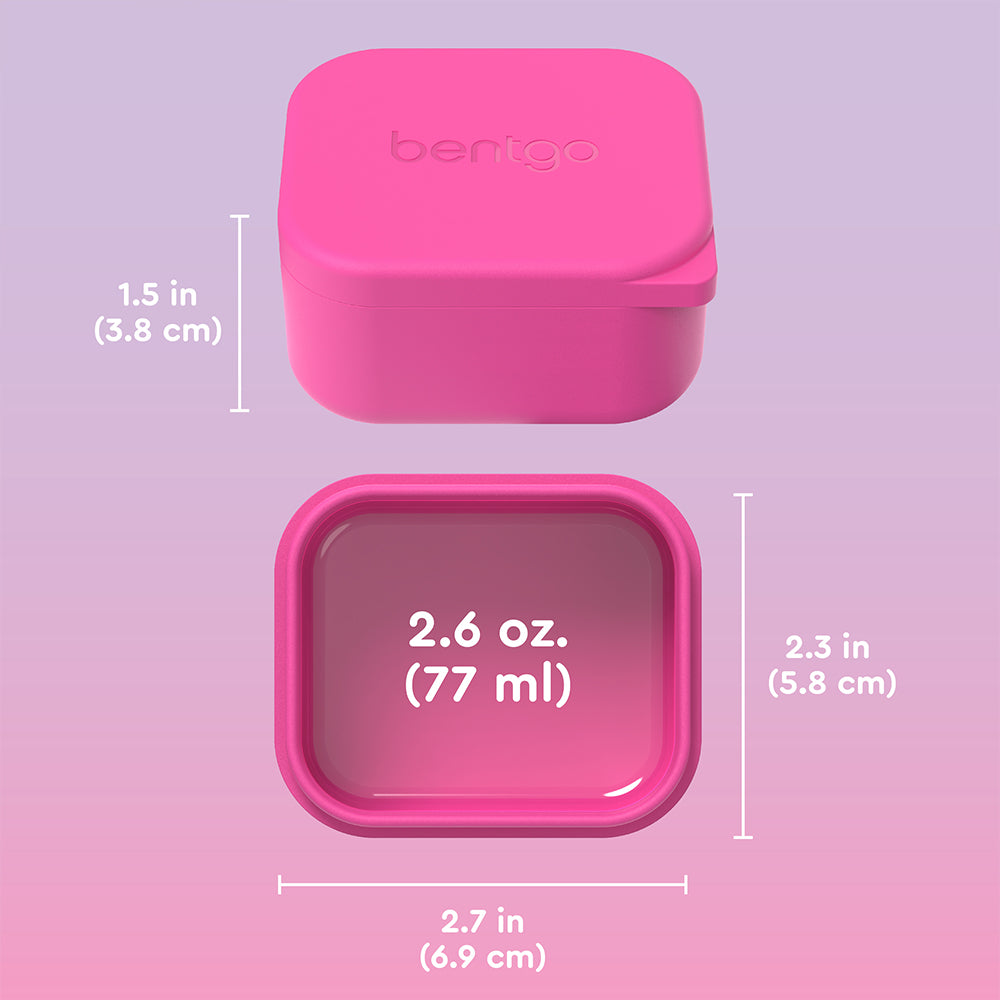 Lavender and Pink | Bentgo® Kids Sidekicks 2-Pack Silicone Container Set - Lavender & Pink | Dimensions