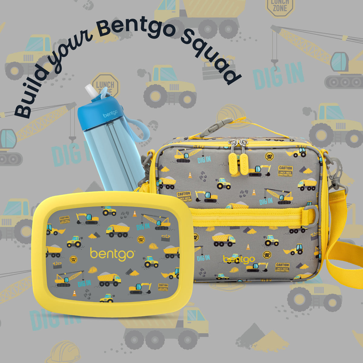 Bentgo Kids Prints Lunch Box - Construction Trucks | Kids Lunch Box - Build Your Bentgo Squad