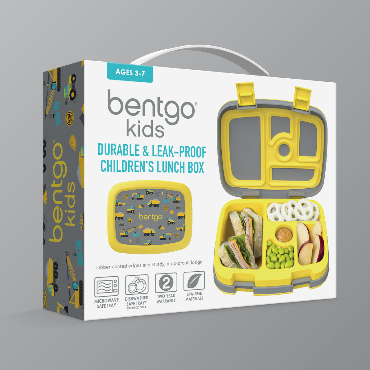 Bentgo Kids Prints Lunch Box - Construction Trucks | Kids Lunch Box Packaging