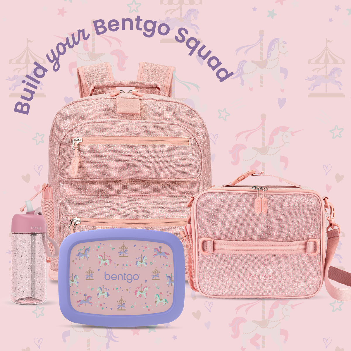 Bentgo Kids Prints Lunch Box - Carousel Unicorns | Kids Lunch Box - Build Your Bentgo Squad