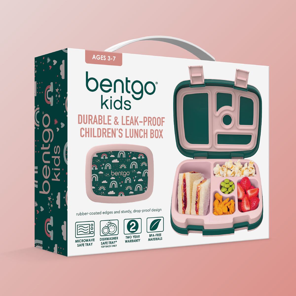 Bentgo Kids Prints Lunch Box - Green Rainbow | Kids Lunch Box Packaging