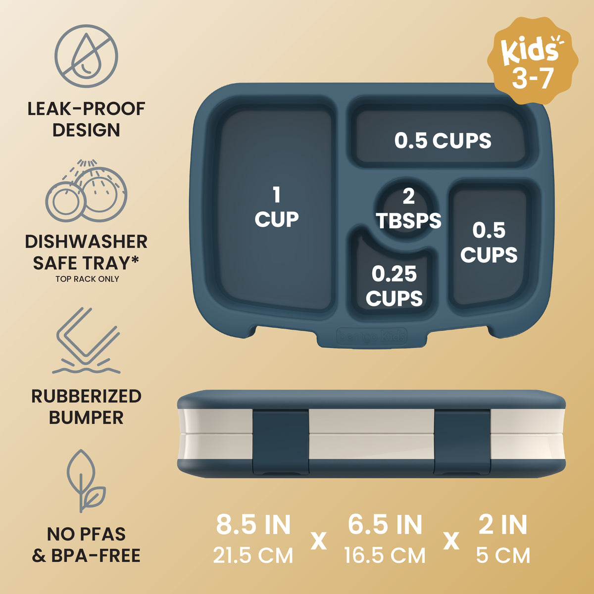 Bentgo Kids Prints Lunch Box - 
Friendly Skies | Leak-Proof Design, Dishwasher Safe Tray (Top Rack Only), Rubberized Bumper And No PFAS & BPA-Free | Kids Lunch Box Dimensions