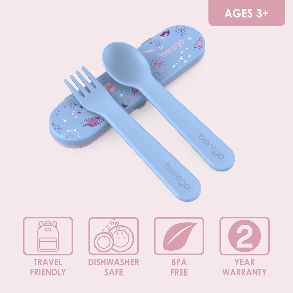 Bentgo® Kids Utensils Set | Lavender Galaxy - Travel friendly and dishwasher safe utensils