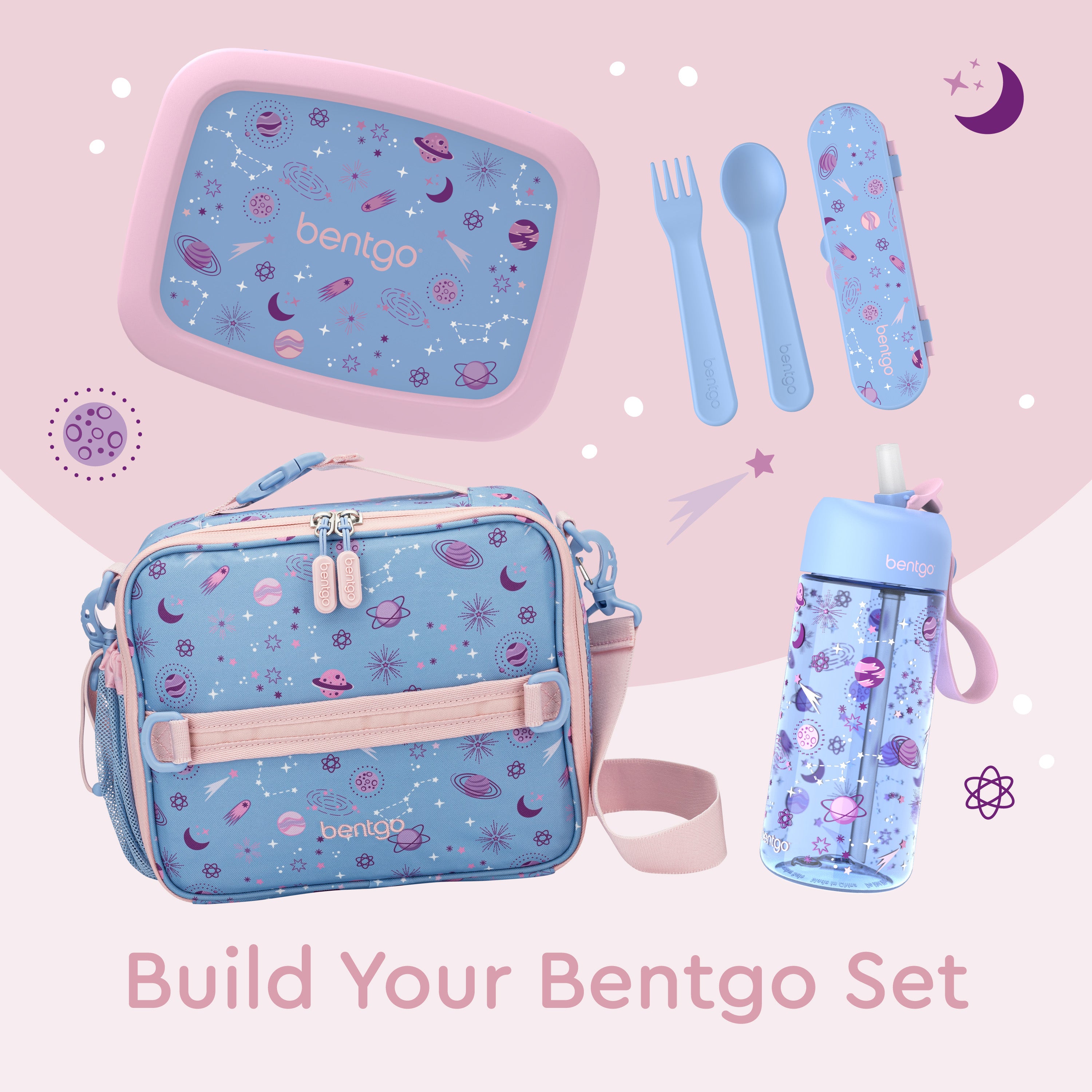 Bentgo® Kids Utensils Set - Lavender Galaxy| Build Your Bentgo Set