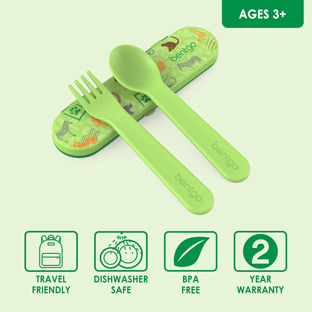 Bentgo® Kids Utensils Set | Safari - Travel friendly and dishwasher safe utensils