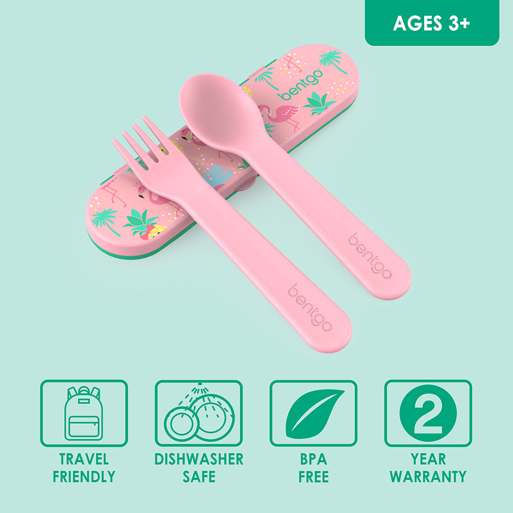 Bentgo® Kids Utensils Set | Tropical - Travel friendly and dishwasher safe utensils