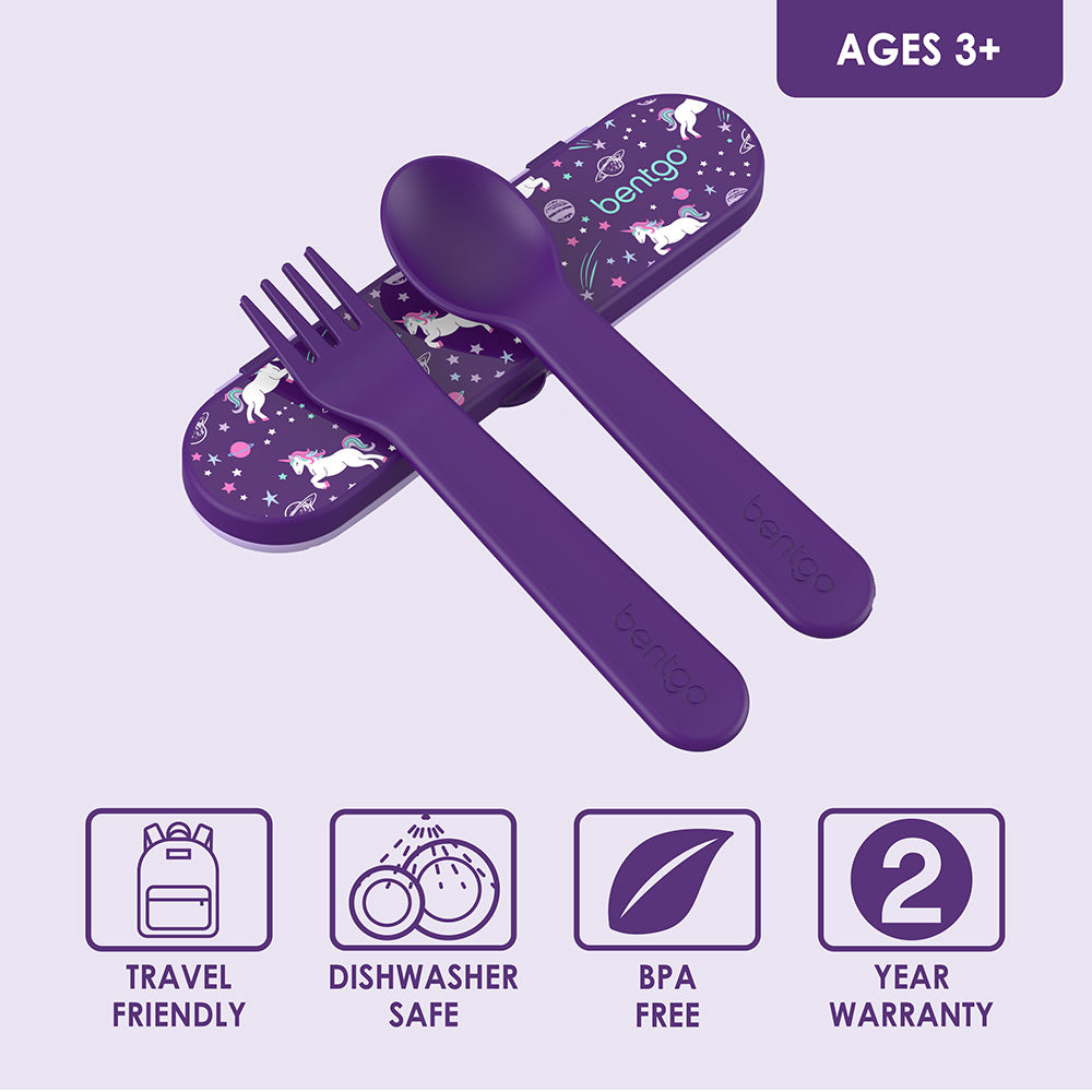 Bentgo® Kids Utensils Set | Unicorn - Travel friendly and dishwasher safe utensils