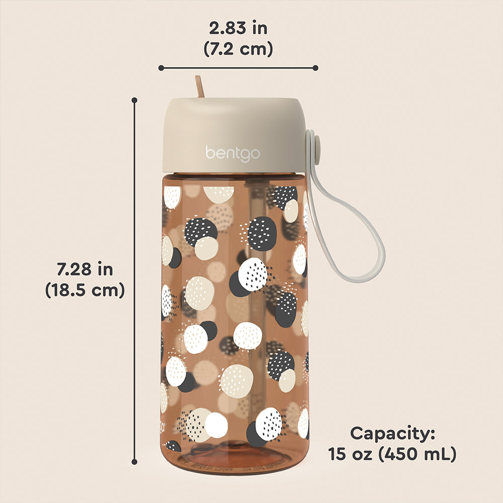 Bentgo® Kids Whimsy & Wonder Prints Water Bottle - Spots and Dots | Dimensions