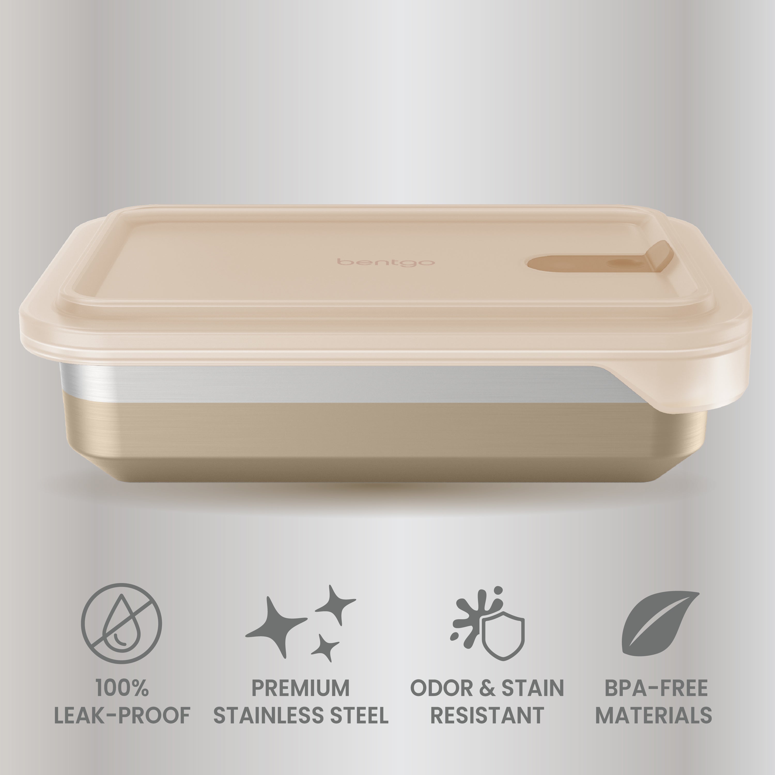 Bentgo® MicroSteel Heat & Eat Container - Dinner Size 5.5 Cups - Gold | 100% Leak-Proof, Premium Stainless Steel, Odor & Stain Resistant & Made With BPA-Free Materials