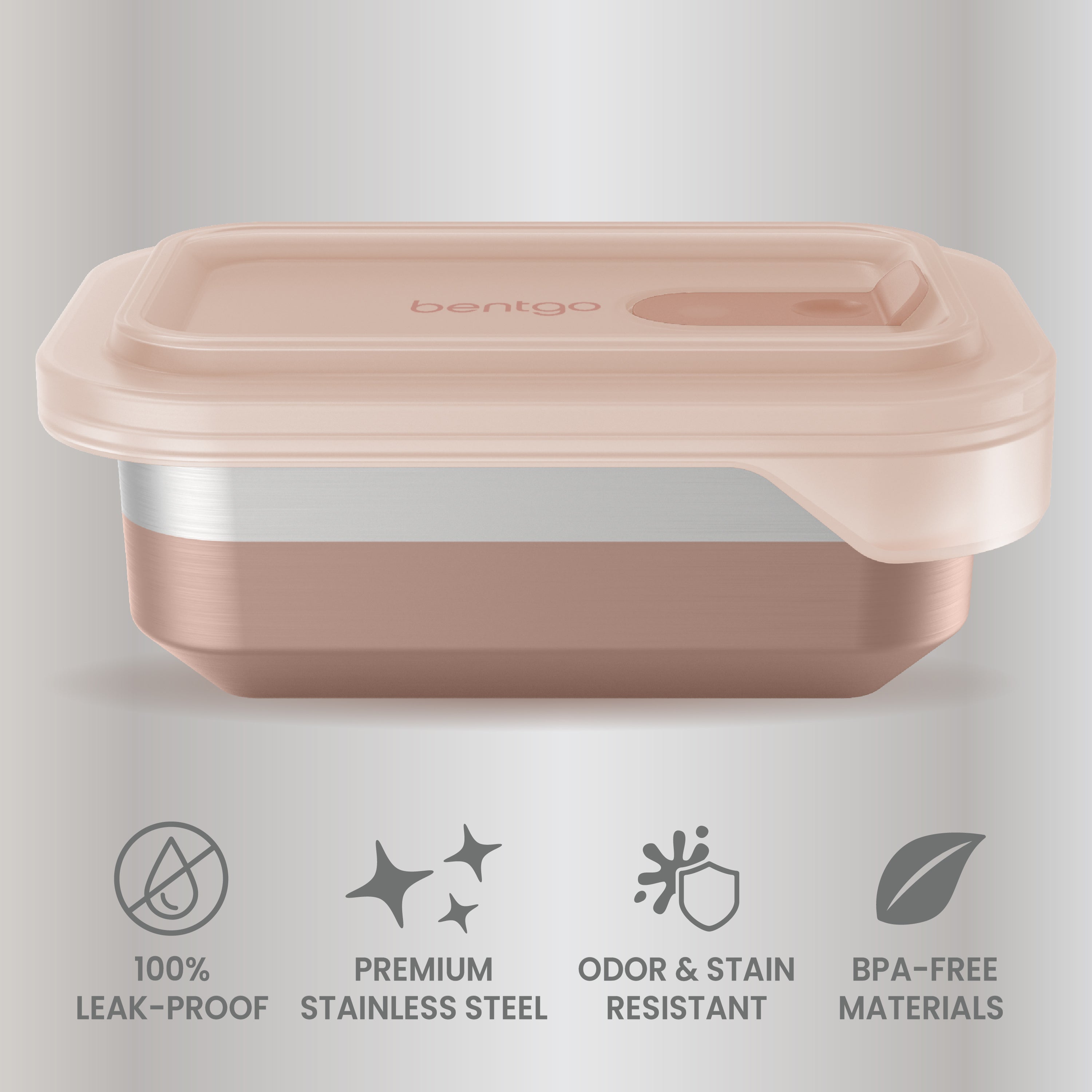 Bentgo® MicroSteel Heat & Eat Container - Snack Size 2 Cups - Rose | 100% Leak-Proof, Premium Stainless Steel, Odor & Stain Resistant & Made With BPA-Free Materials