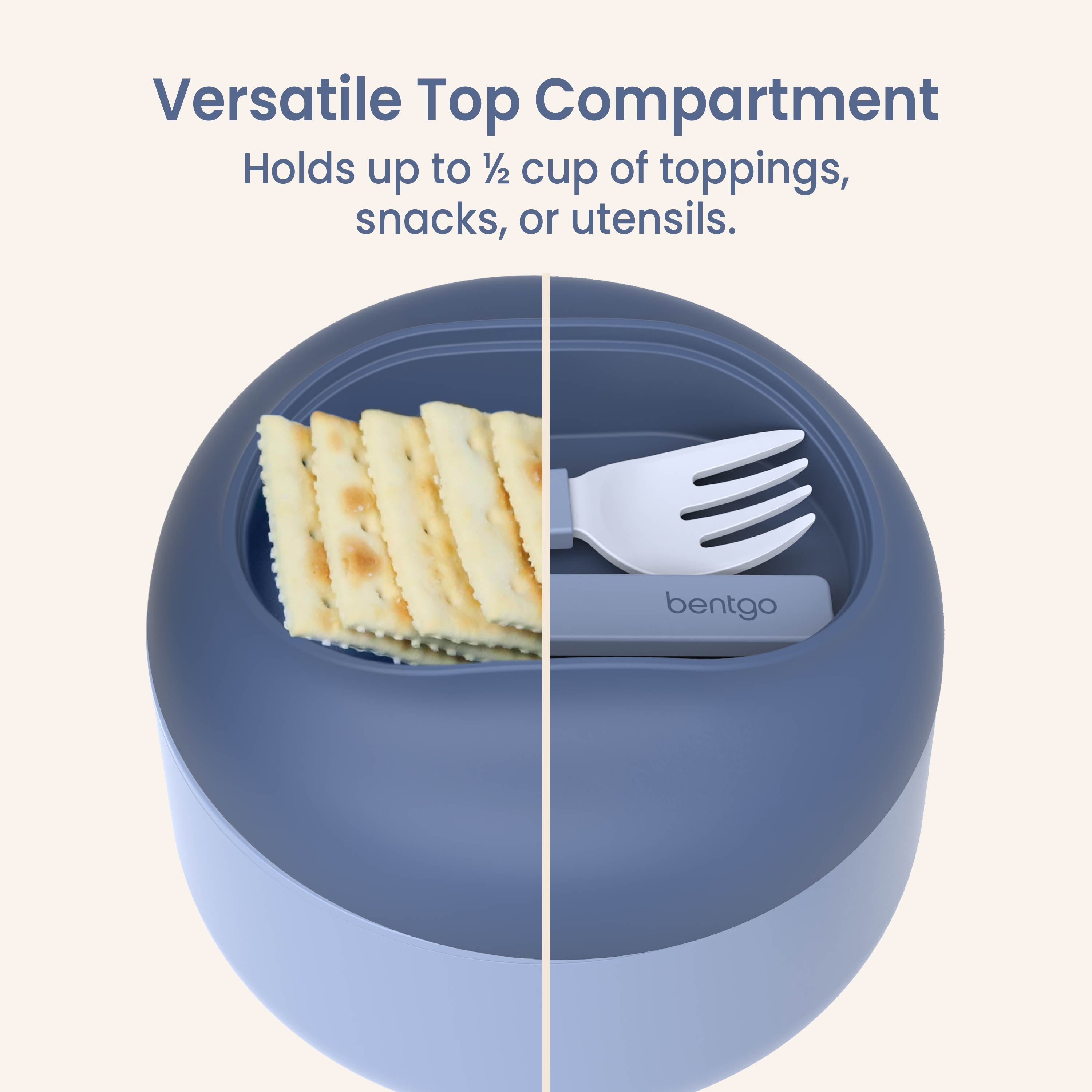 Bentgo® Bowl (2-Pack) - Slate | Versatile Top Compartment - Holds Up To ½ Cup Of Toppings, Snacks, Or Utensils