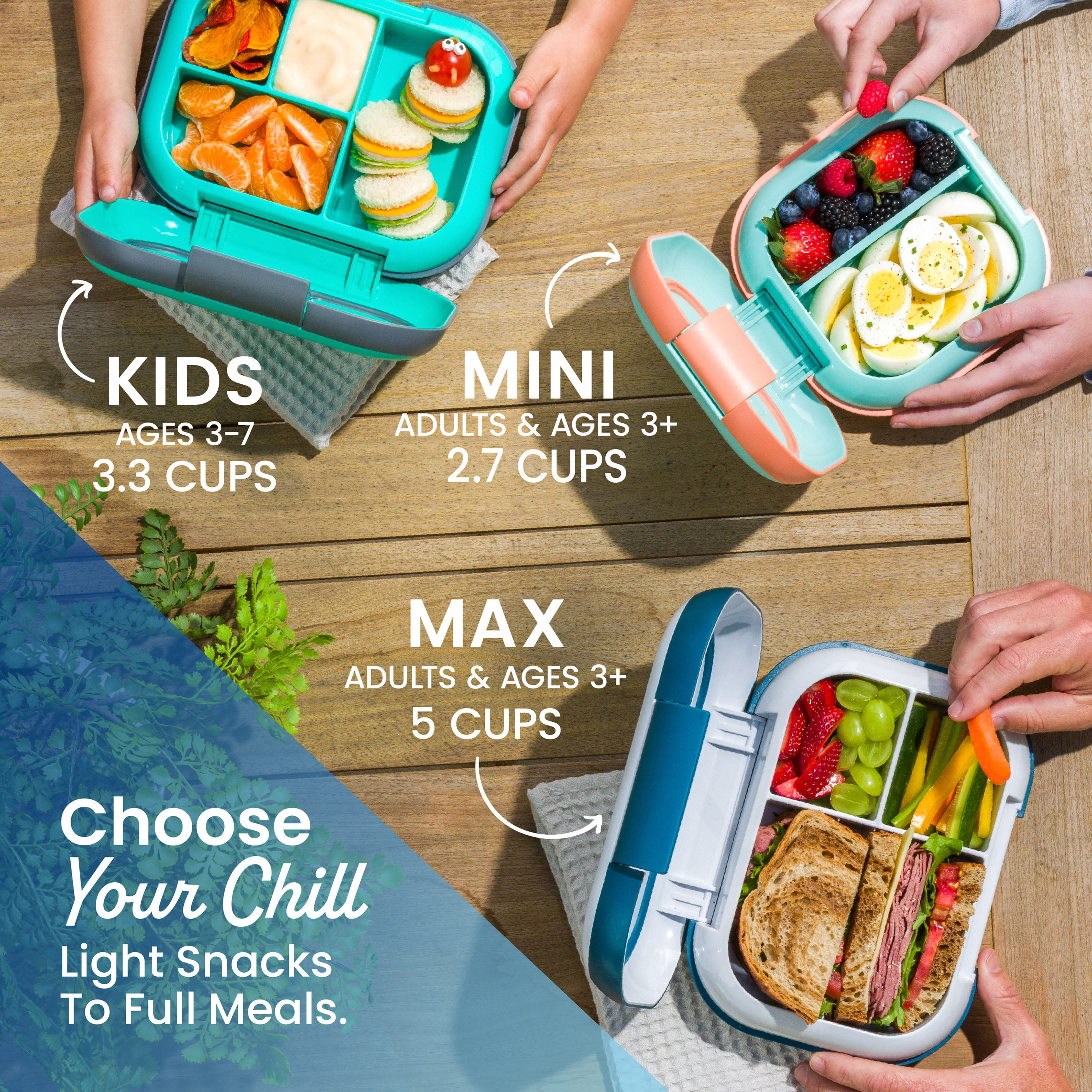 Bentgo® Chill Kids Lunch Box - Fuchsia/Teal | Choose Your Chill Light Snacks To Full Meals - Kids (Ages 3-7, 3.3 Cups), Mini (Adults & Ages 3+, 2.7 Cups), Max (Adults & Ages 3+, 5 Cups)