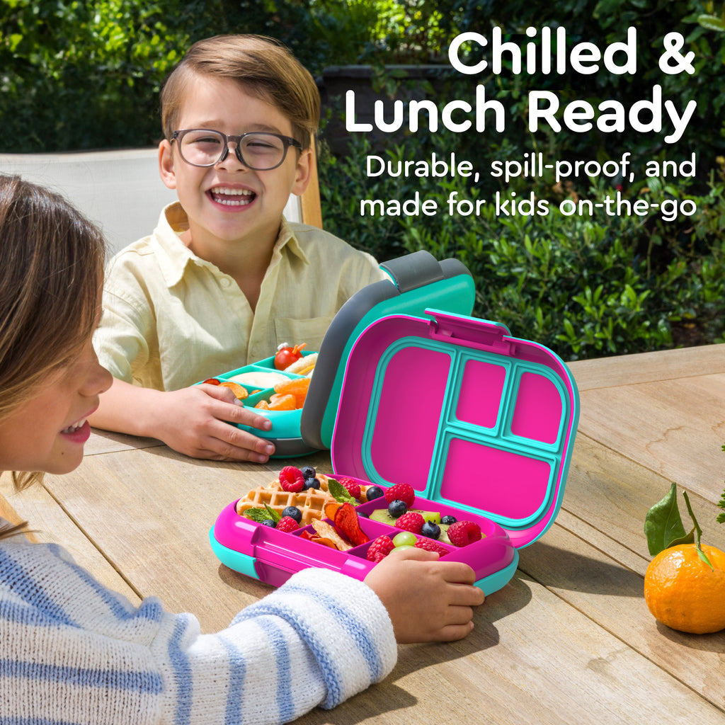 Bentgo® Kids Chill Lunch Box (2-Pack)  - Fuchsia/Teal | Chilled & Lunch Ready - Durable, Spill-Proof, And Made For Kids On-The-Go