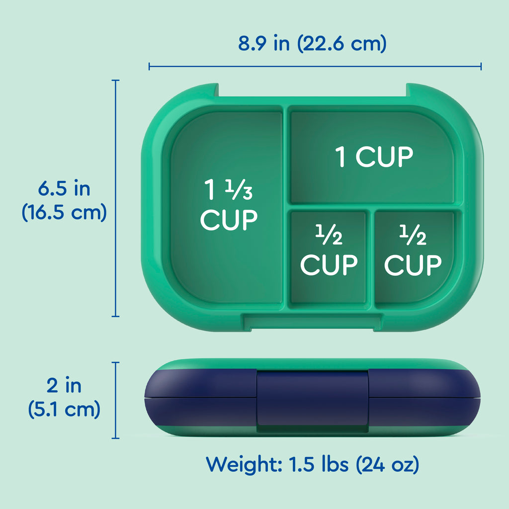 Bentgo® Kids Chill Lunch Box (2-Pack) - Green/Navy | Dimensions