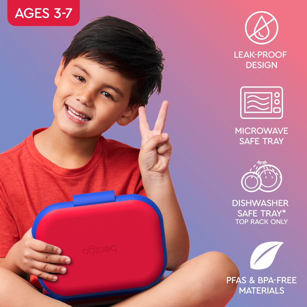 Bentgo® Kids Chill Lunch Box  - Red/Royal | Leak-Proof Design, Microwave Safe Tray, Dishwasher Safe Tray (Top Rack Only), And Made With PFAS & BPA-Free Materials