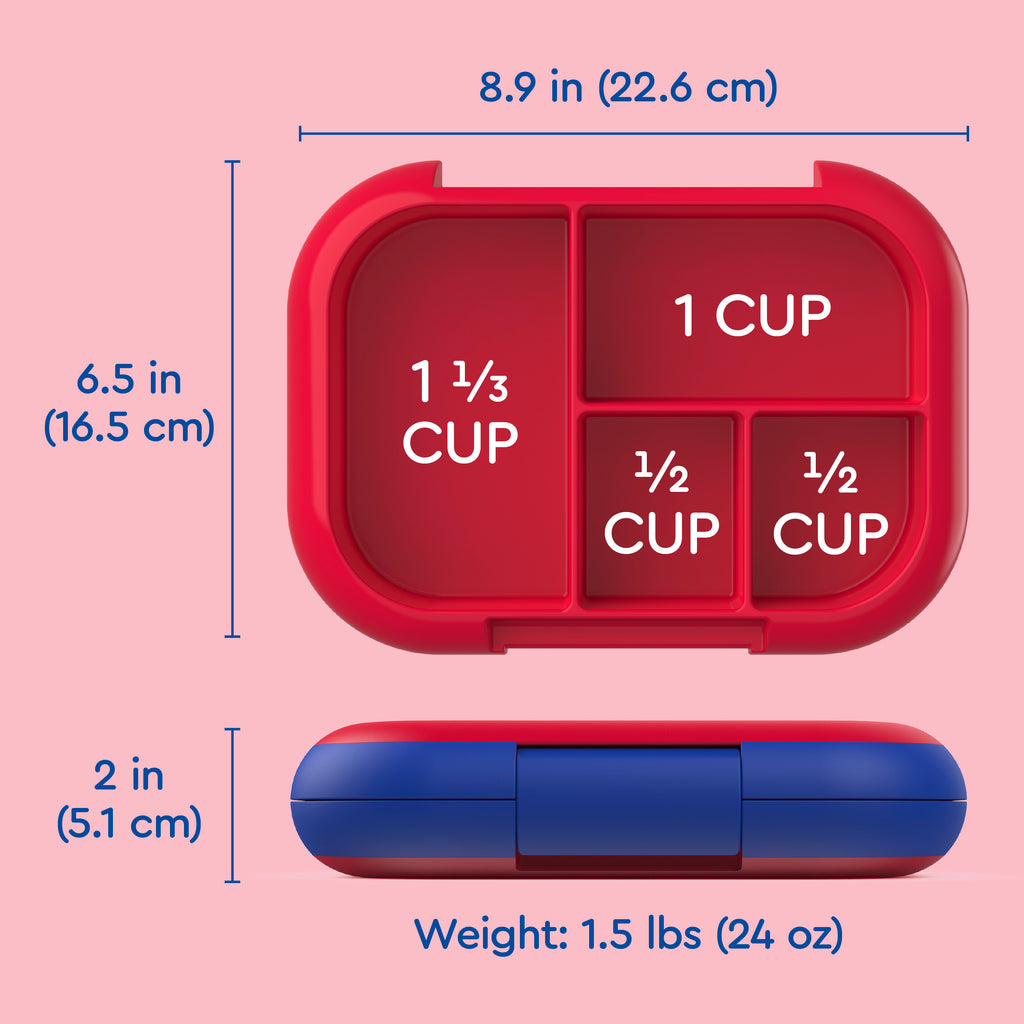 Bentgo® Kids Chill Lunch Box - Red/Royal | Dimensions