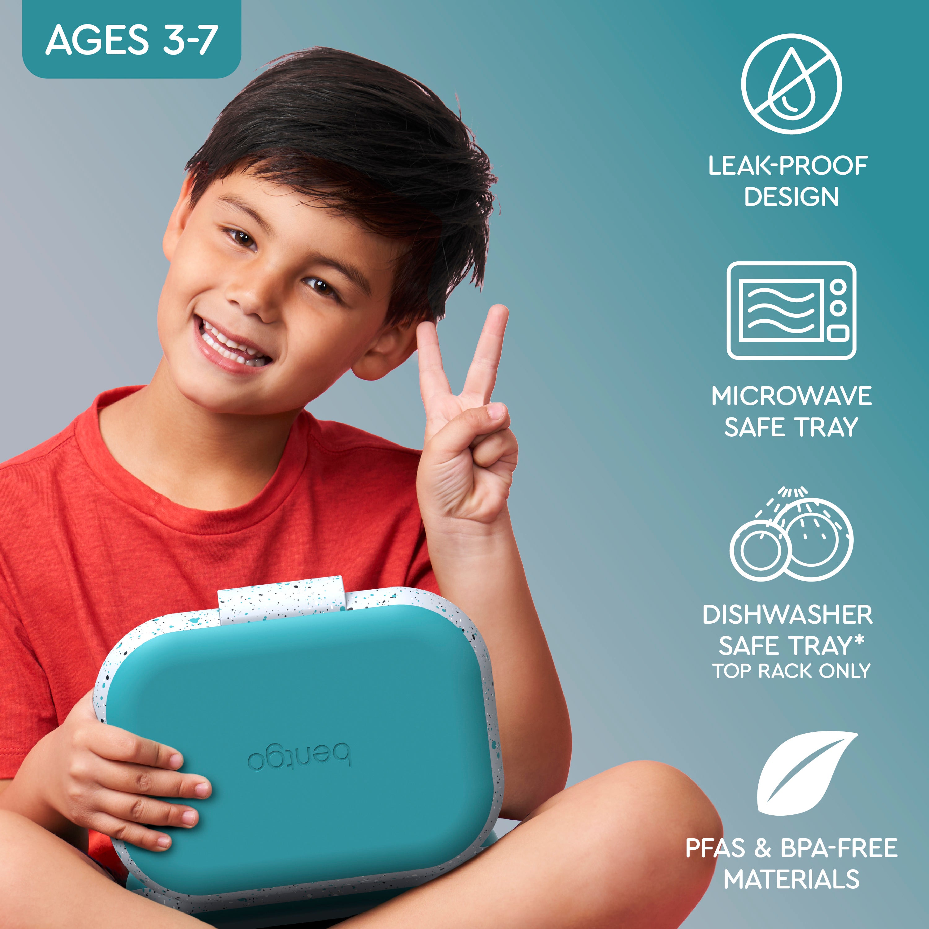 Bentgo® Chill Kids Lunch Box  - Truly Teal Speckle | Leak-Proof Design, Microwave Safe Tray, Dishwasher Safe Tray (Top Rack Only), And Made With PFAS & BPA-Free Materials