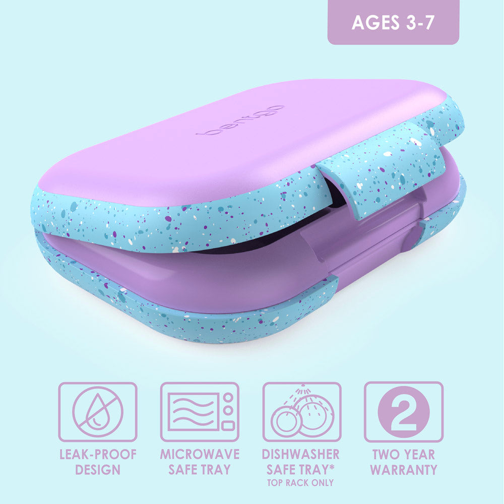 Bentgo® Kids Chill Lunch Box - Vivid Orchid Speckle | Leak-Proof Lunch Box Design Made With BPA-Free Materials