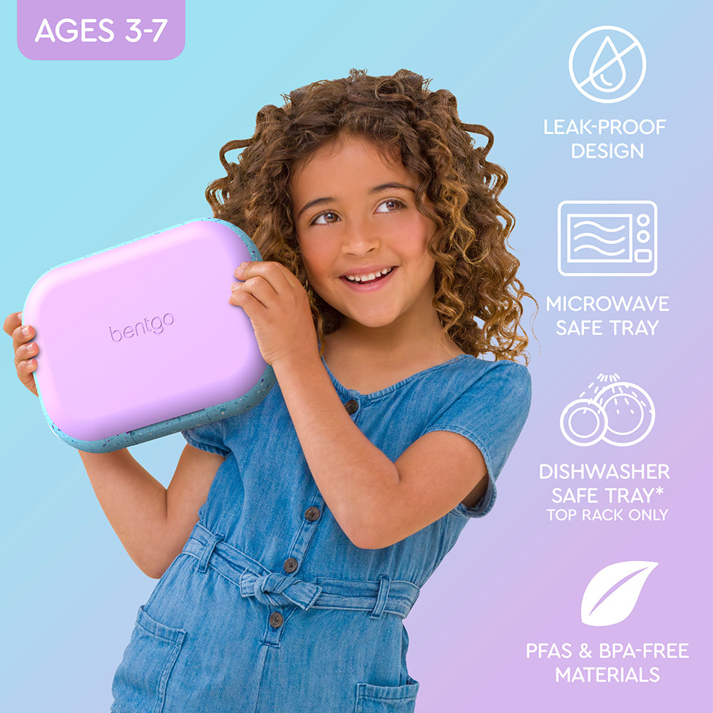 Bentgo® Chill Kids Lunch Box  - Vivid Orchid Speckle | Leak-Proof Design, Microwave Safe Tray, Dishwasher Safe Tray (Top Rack Only), And Made With PFAS & BPA-Free Materials