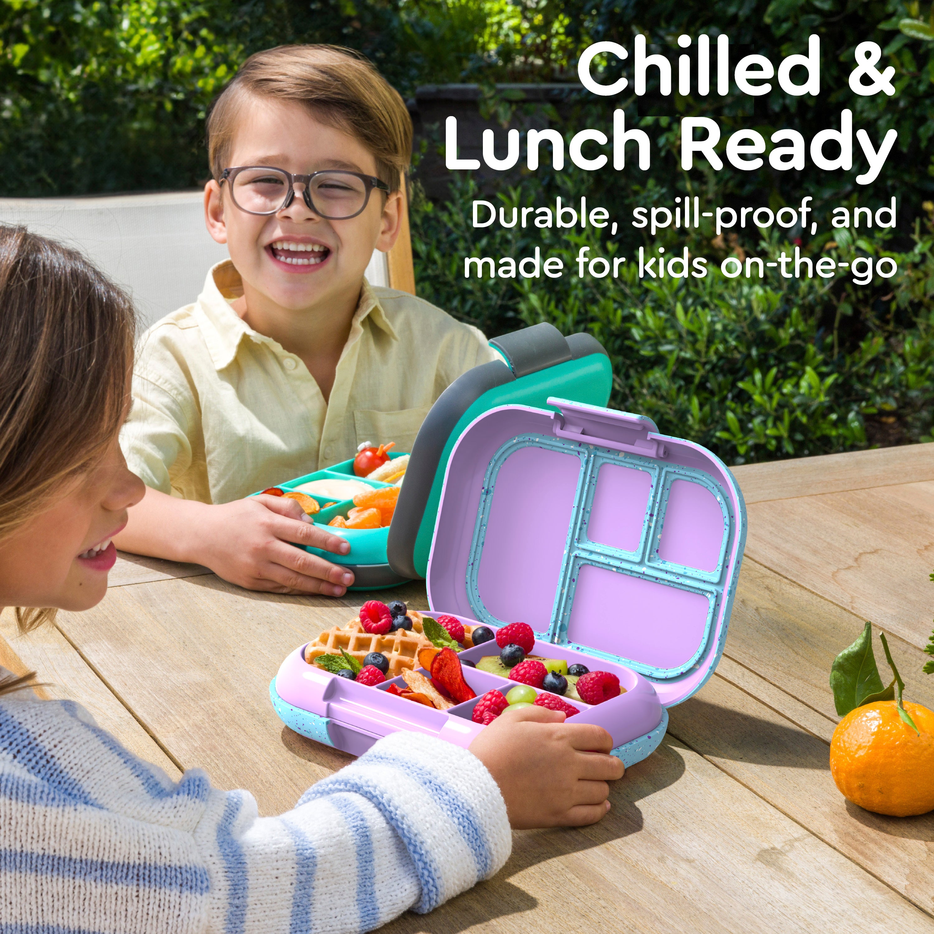 Bentgo® Chill Kids Lunch Box - Vivid Orchid Speckle | Chilled & Lunch Ready - Durable, Spill-Proof, And Made For Kids On-The-Go