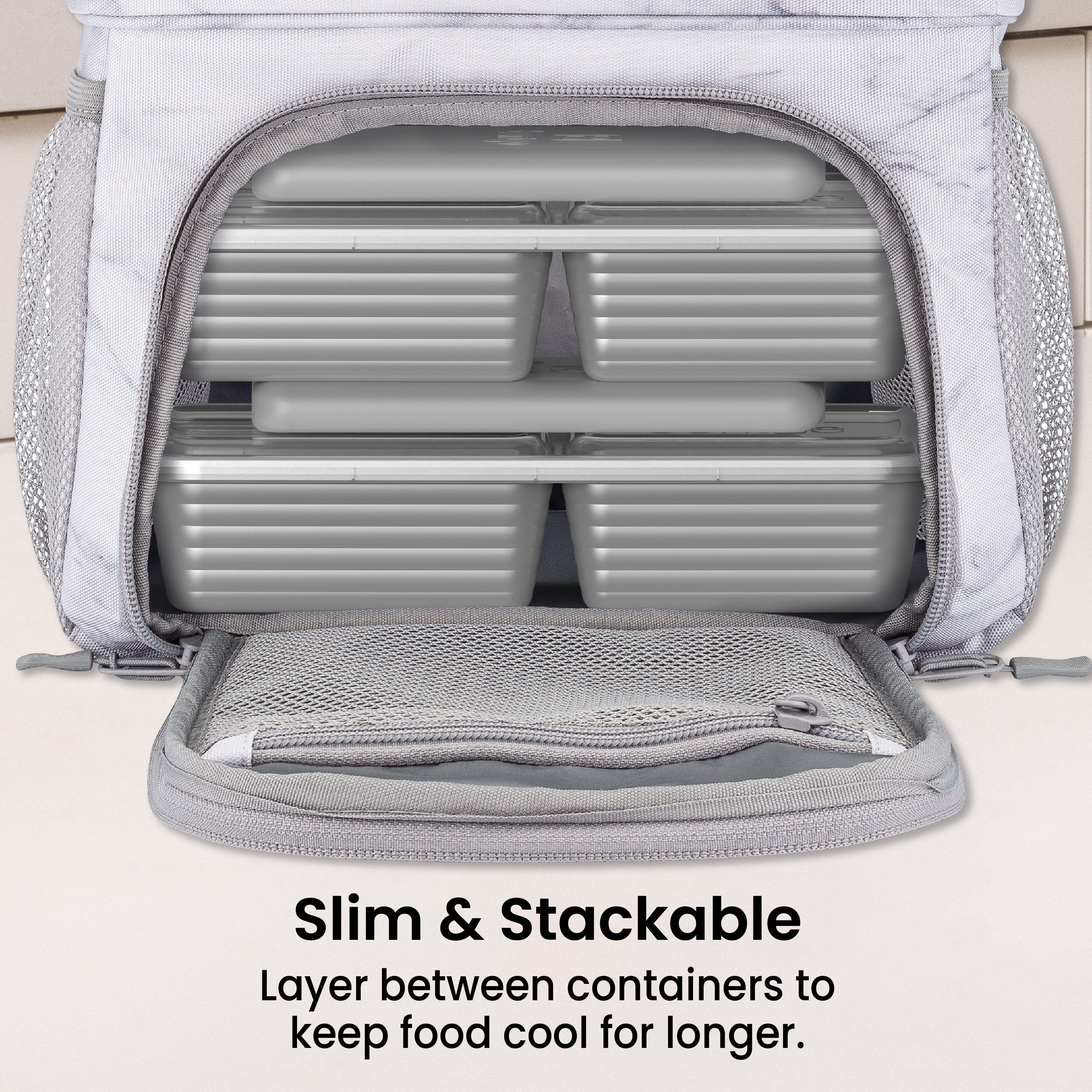 Bentgo Chillers Reusable Ice Packs (4-Pack) - Gray | Slim & Stackable - Layer Between Containers to Keep Food Cool for Longer