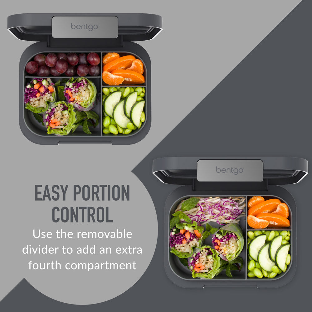 Bentgo® Modern Lunch Box (2 Pack) | Dark Gray - Easy Portion Control with an removable divider to add an extra fourth compartment