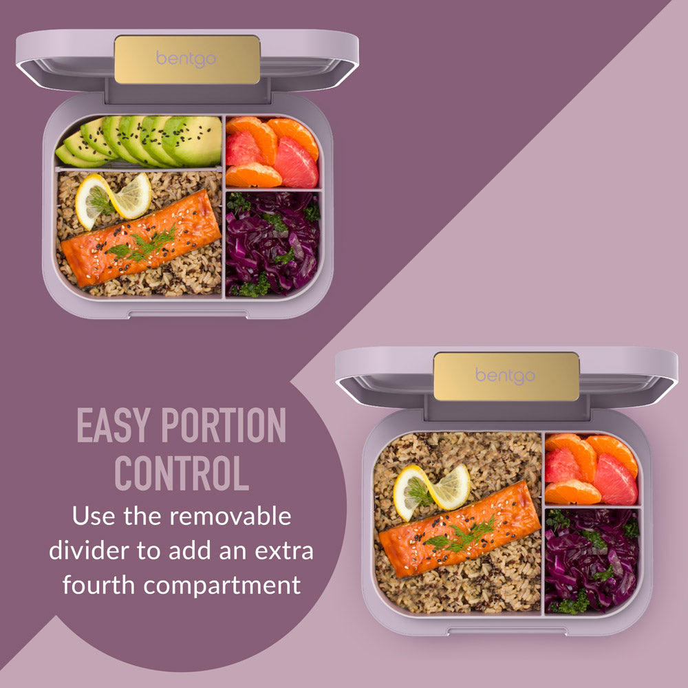 Bentgo® Modern Lunch Box (2 Pack) | Orchid - Easy Portion Control with an removable divider to add an extra fourth compartment