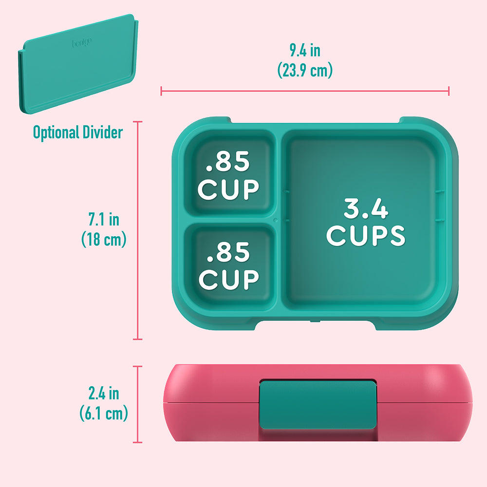 Bentgo® Pop Lunch Box- Bright Coral/Teal | Dimensions + What’s In The Box